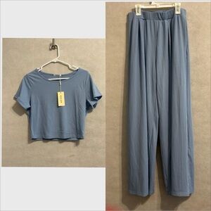 EKouaer Blue Women's Two-Piece Set size large  NWT palazo pants